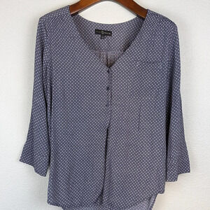 Fred David Blue/White polka dot Button up front Size Large